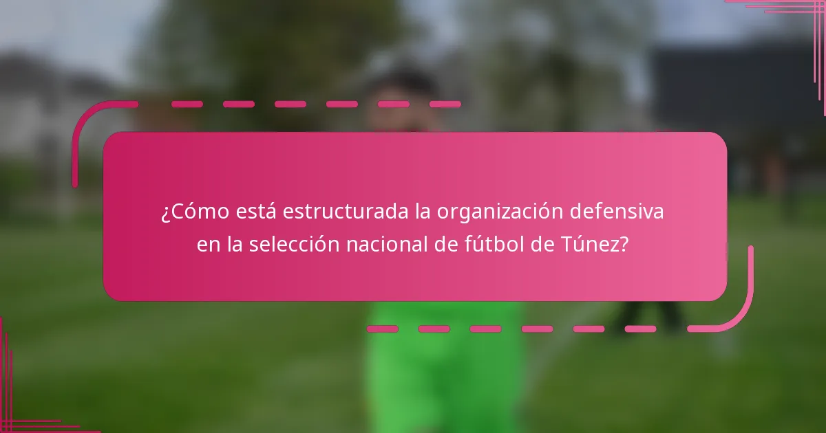 ¿Cómo está estructurada la organización defensiva en la selección nacional de fútbol de Túnez?