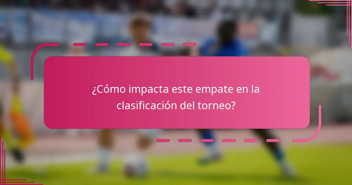 ¿Cómo impacta este empate en la clasificación del torneo?