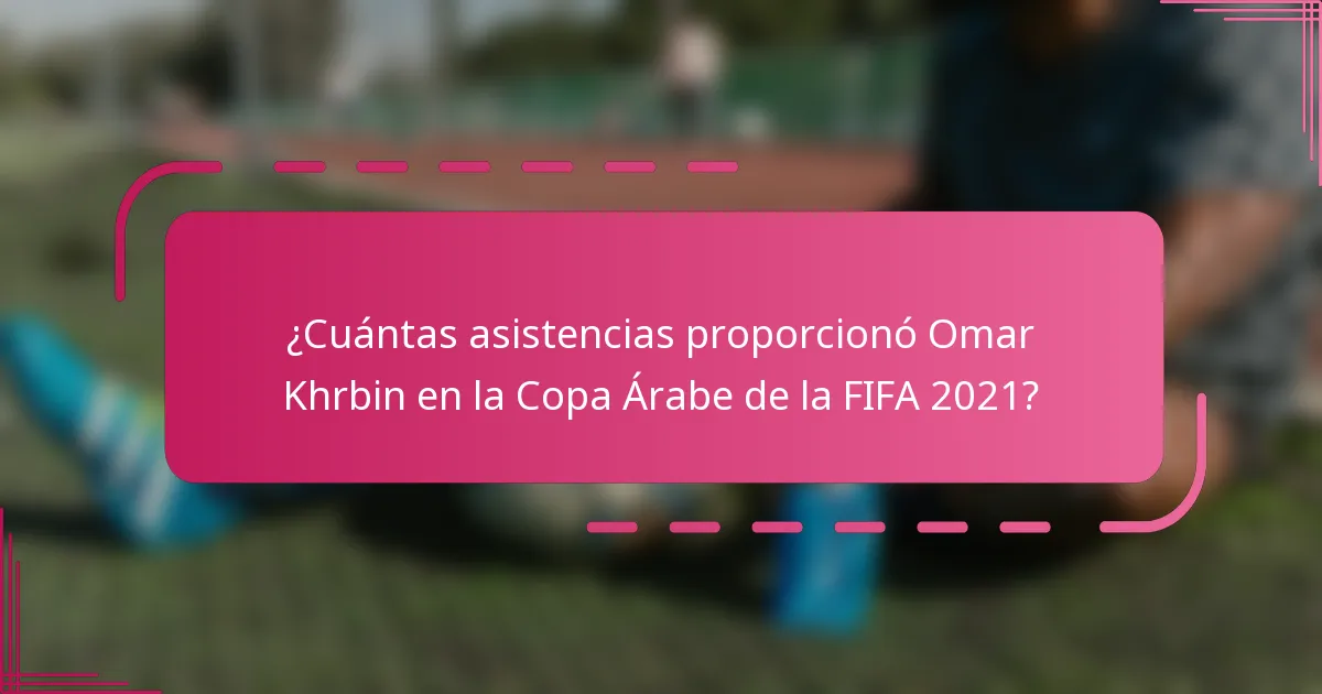 ¿Cuántas asistencias proporcionó Omar Khrbin en la Copa Árabe de la FIFA 2021?