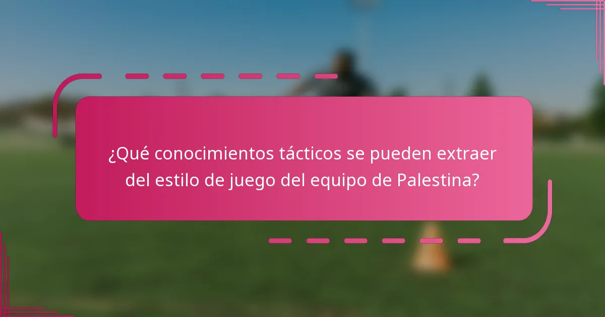 ¿Qué conocimientos tácticos se pueden extraer del estilo de juego del equipo de Palestina?